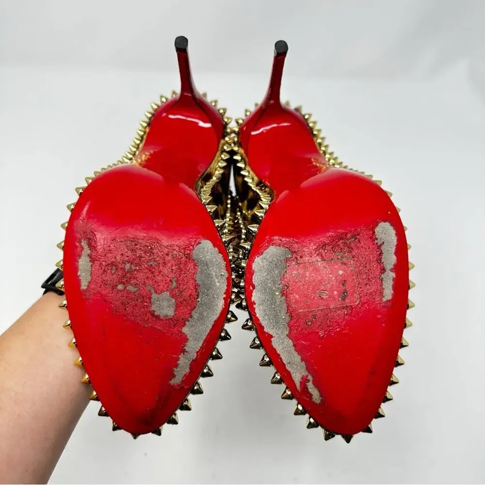 Christian Louboutin Dorispiky Leopard Patent Heels Womens Size EU 37.5